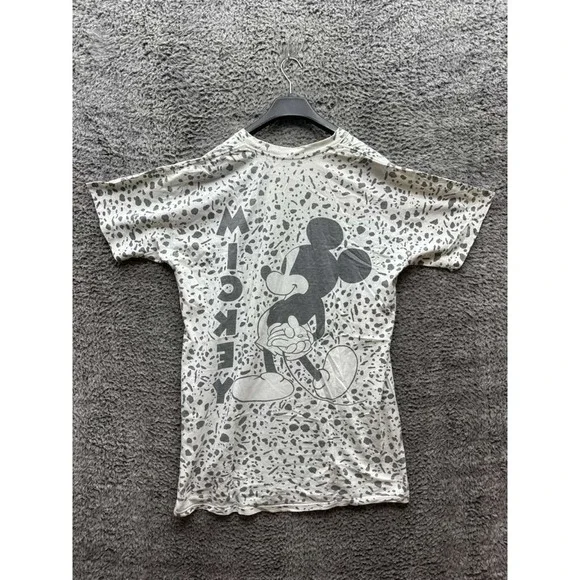 Vintage 90s Disney‎ All-Over Print Mickey Mouse T-Shirt White Mens Size M/L - Picture 2 of 13